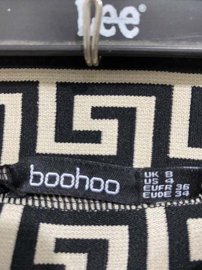 BOOHOO |S| WAIST 22| A53| BLACK BOOHOO GREEK-KEY WAISTBAND RUCHED TECHNICAL UTILITY MINI SKIRT