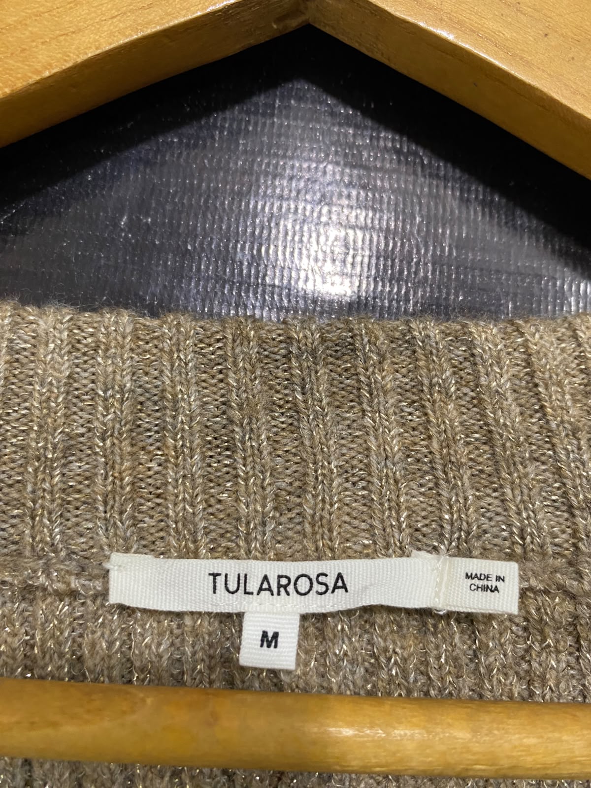 TULAROSA |M| BUST 22| A53| CAMEL METALLIC-BLEND CREW-NECK TECHNICAL UTILITY SWEATER