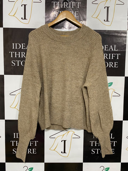 TULAROSA |M| BUST 22| A53| CAMEL METALLIC-BLEND CREW-NECK TECHNICAL UTILITY SWEATER