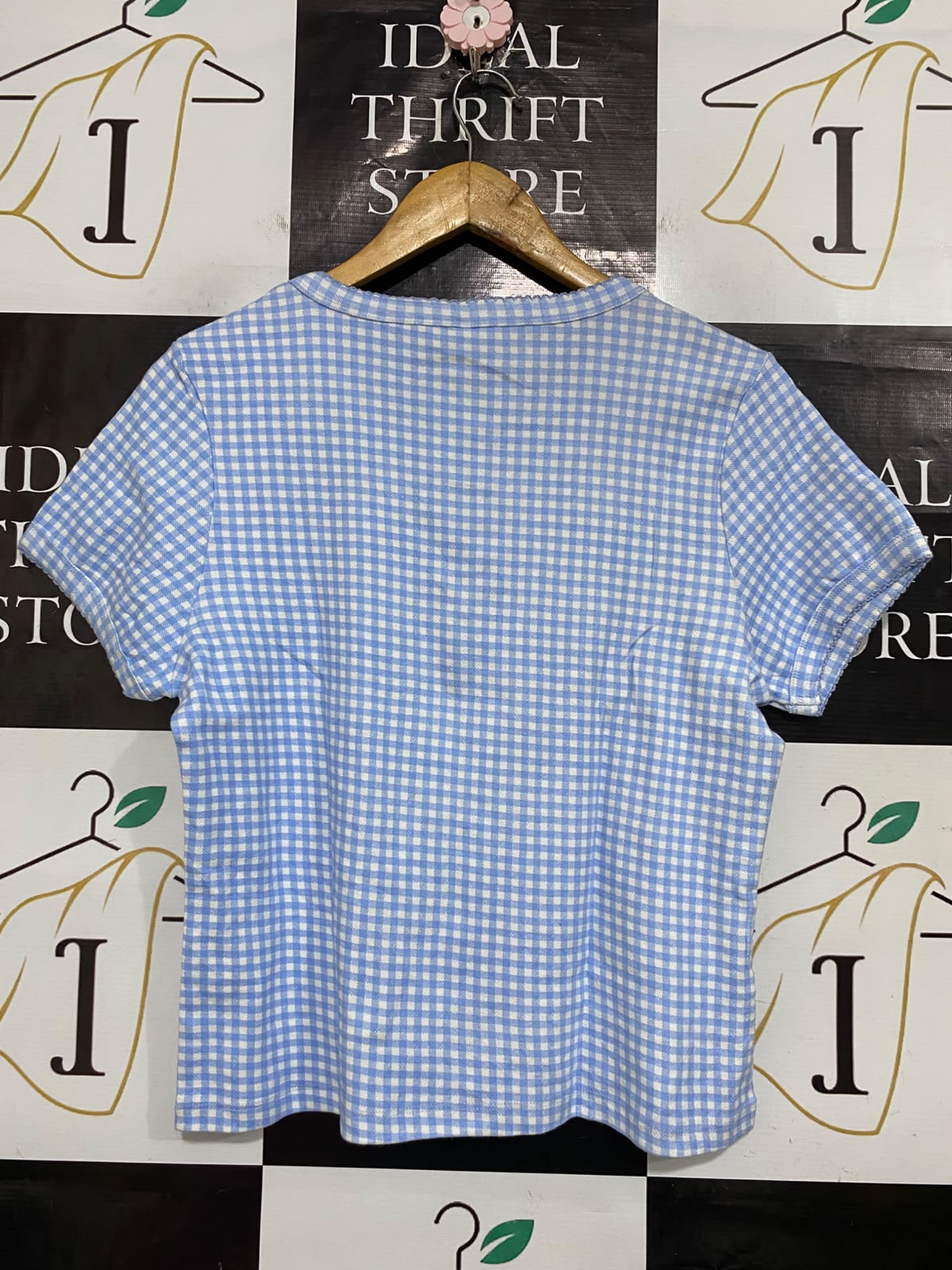 COTTON ON |M| BUST 19| A53| BLUE GINGHAM "SLUMBER VALLEY" BUNNY GRAPHIC TECHNICAL UTILITY T-SHIRT