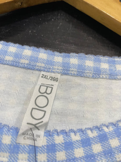 COTTON ON |M| BUST 19| A53| BLUE GINGHAM "SLUMBER VALLEY" BUNNY GRAPHIC TECHNICAL UTILITY T-SHIRT