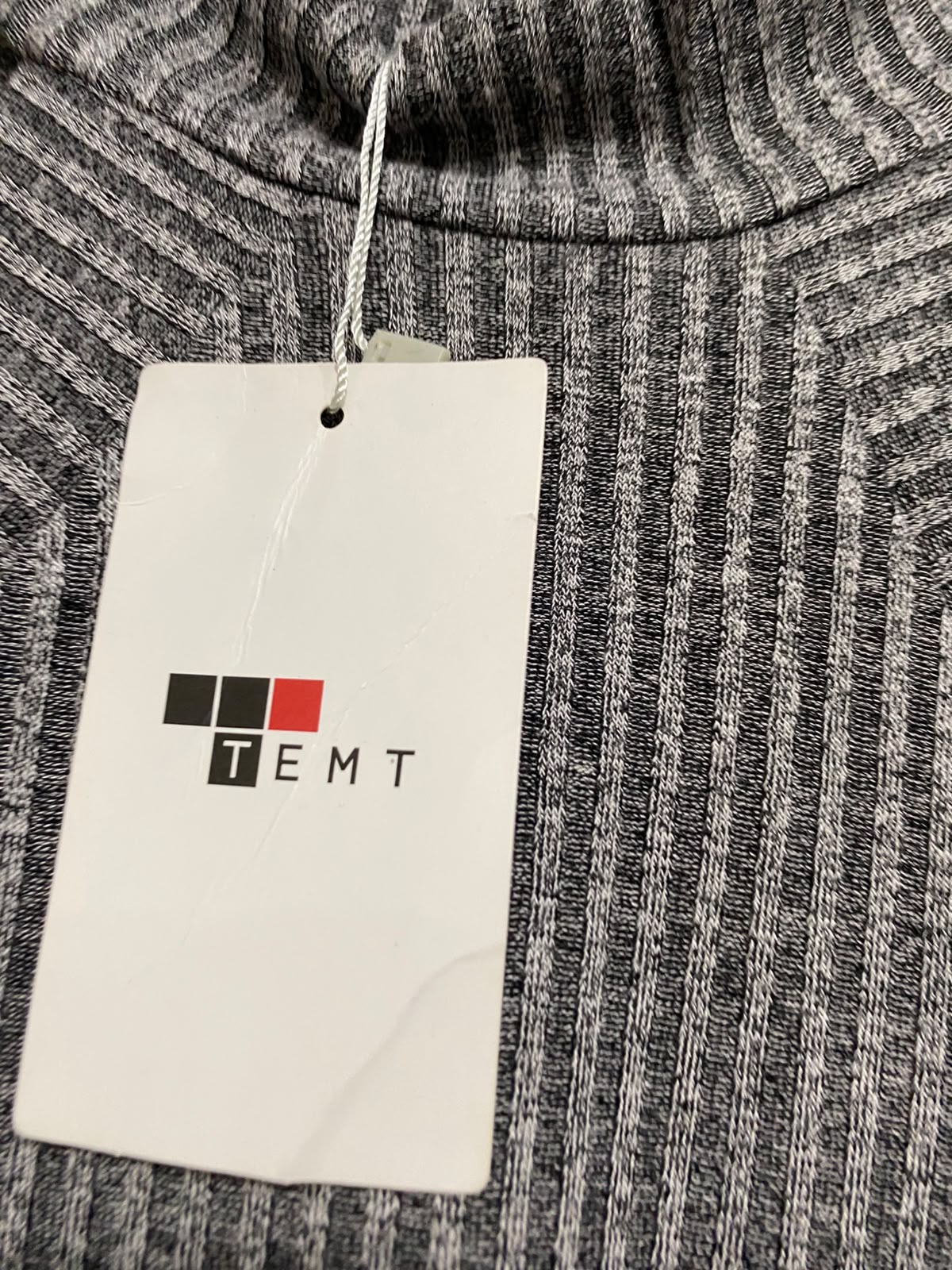 TEMT |S| BUST 15| A53| GREY RIBBED HALTER-NECK TEMT TECHNICAL UTILITY TOP