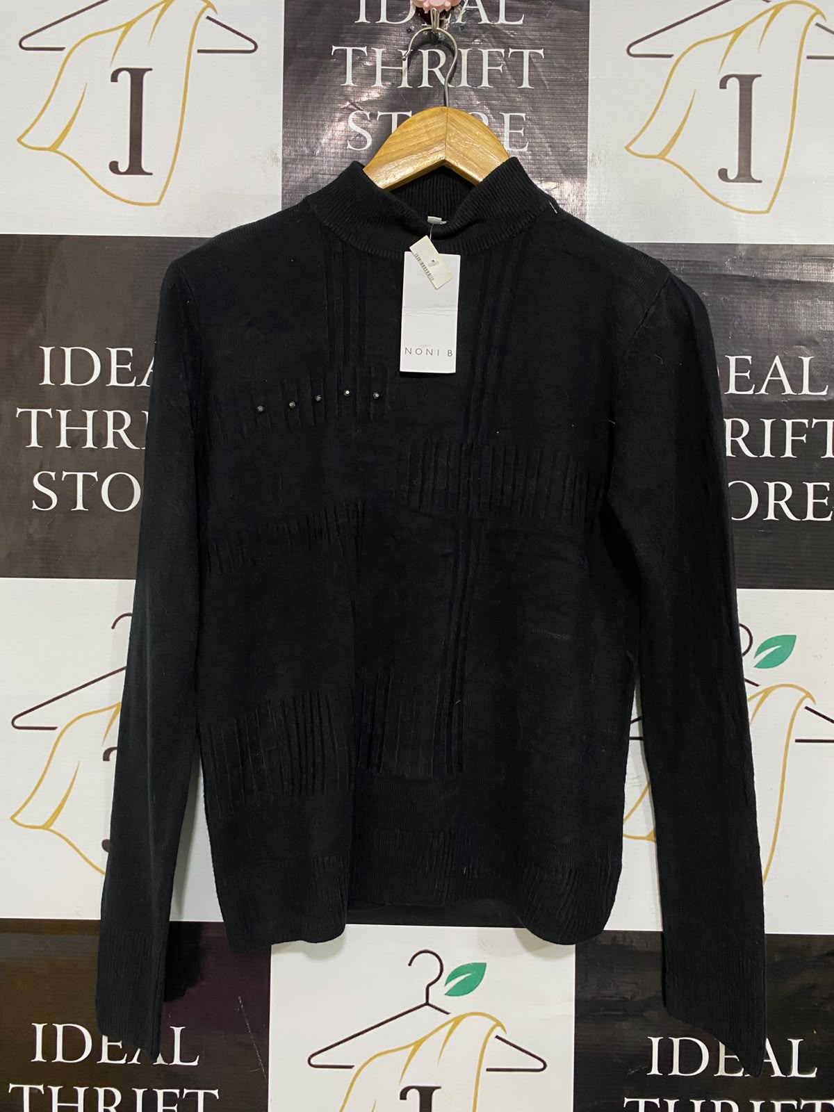NONI B |L| BUST 19| A53| MOCK-NECK STUDDED TECHNICAL UTILITY SWEATER