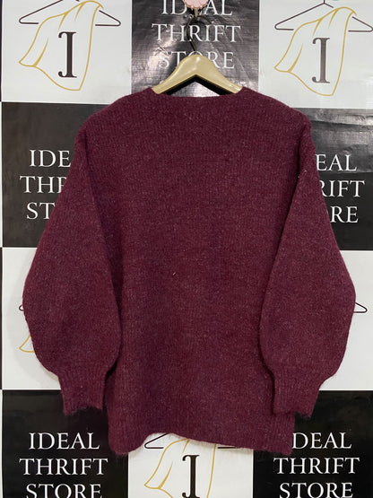 TARGET WOMAN |XS| BUST 20| A53| BURGUNDY MARLED V-NECK TARGET WOMAN TECHNICAL UTILITY SWEATER