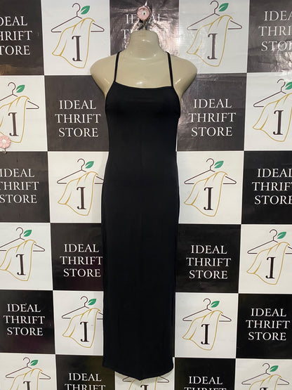 SHEIN |XS| BUST 15| A53| BLACK SLEEVELESS SPAGHETTI-STRAP TECHNICAL UTILITY MAXI DRESS