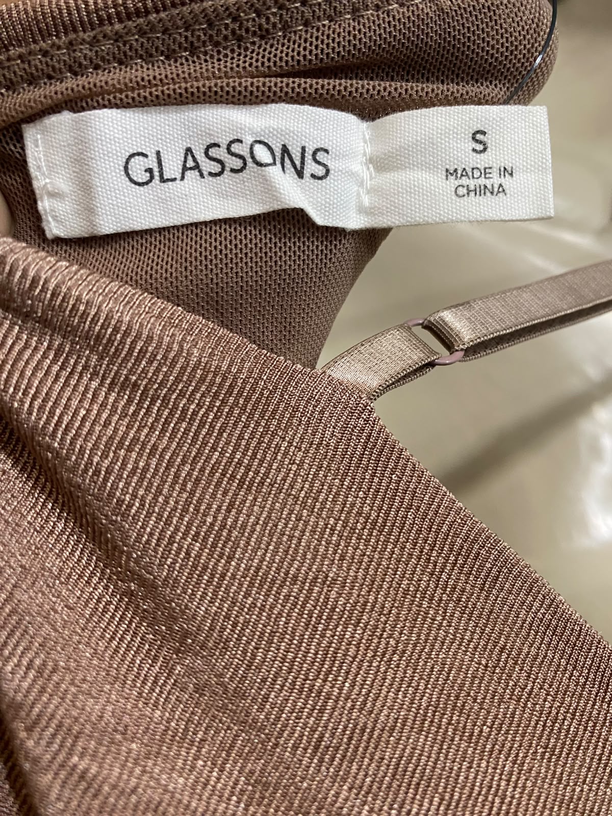 GLASSONS |S| BUST 15| A53|NUDE SHIMMER COWL-NECK RUCHED TECHNICAL UTILITY MAXI DRESS