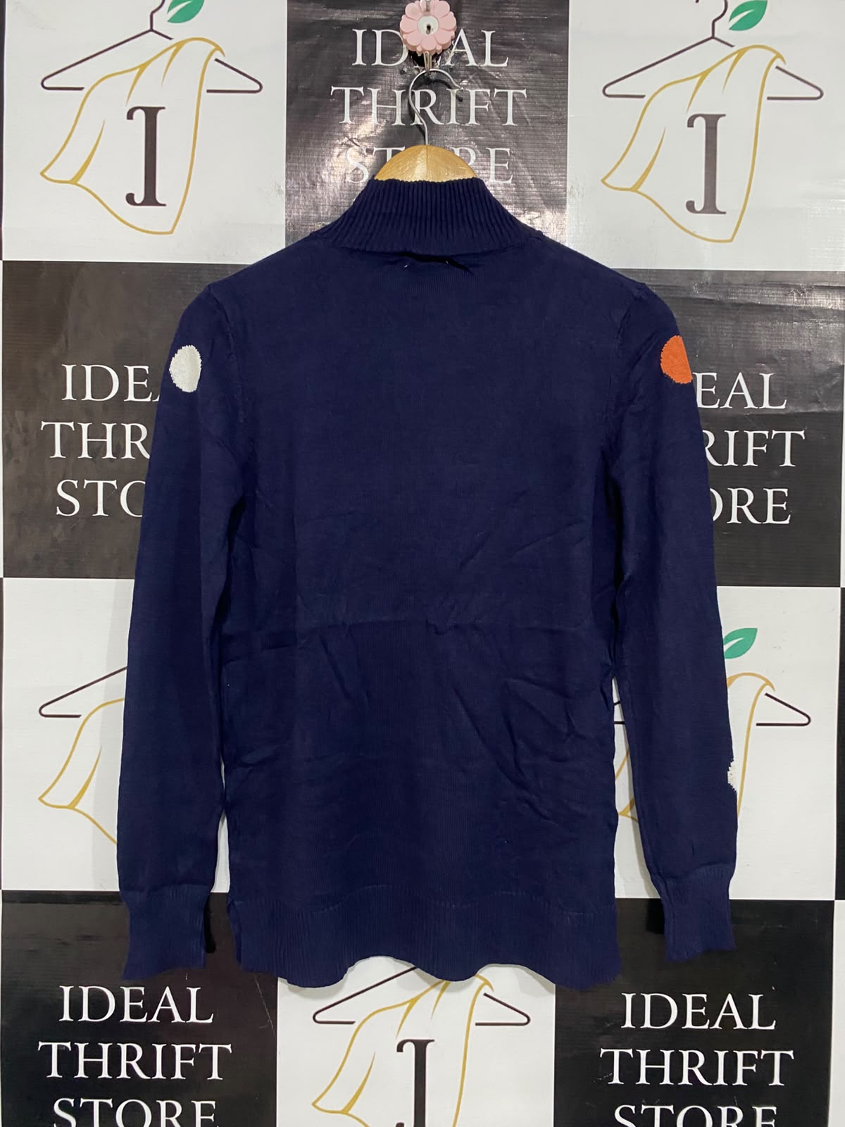 W LANE |XS| BUST 17| A53| POLKA-DOT MOCK-NECK TECHNICAL UTILITY SWEATER