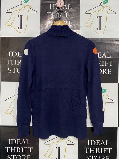 W LANE |XS| BUST 17| A53| POLKA-DOT MOCK-NECK TECHNICAL UTILITY SWEATER