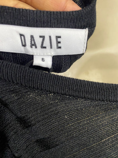 DAZIE |S| BUST 15| A53| BLACK RIBBED SCOOP-NECK TECHNICAL UTILITY MIDI DRESS