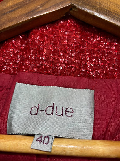 D DUE |S| BUST 17| A53| RED METALLIC TWEED OPEN-FRONT TECHNICAL UTILITY BLAZER