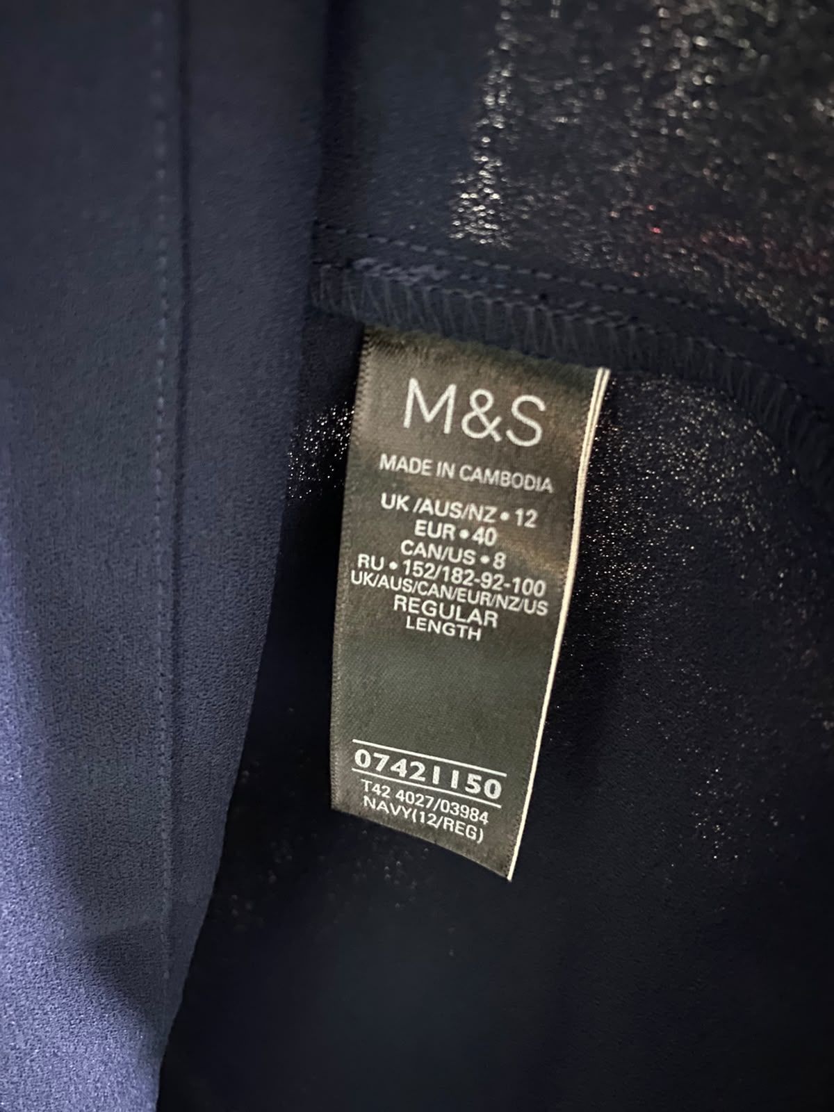 M&S |M| BUST 20| A53| NAVY V-NECK TECHNICAL UTILITY SHIFT DRESS