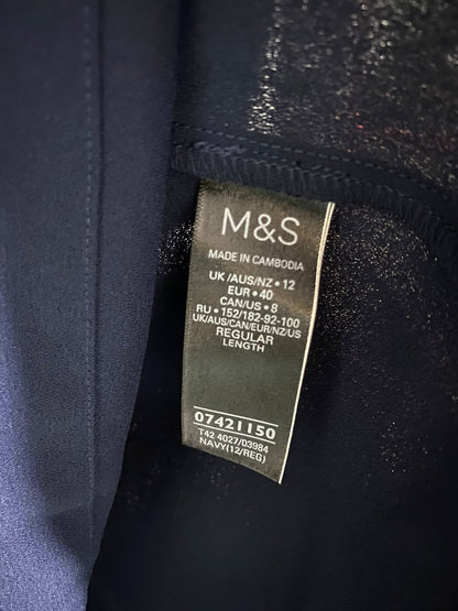 M&S |M| BUST 20| A53| NAVY V-NECK TECHNICAL UTILITY SHIFT DRESS