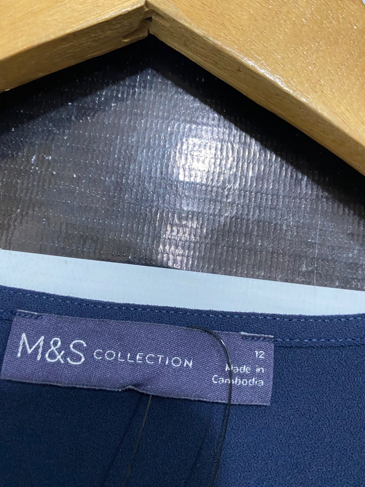 M&S |M| BUST 20| A53| NAVY V-NECK TECHNICAL UTILITY SHIFT DRESS