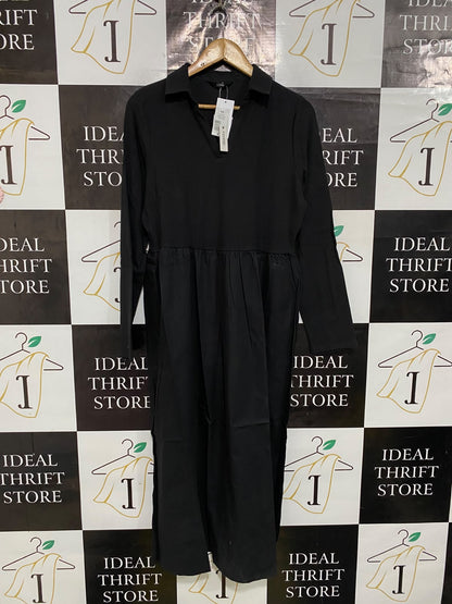 GEORGE |L| BUST 20| A53| BLACK GEORGE COLLARED TECHNICAL UTILITY MIDI DRESS