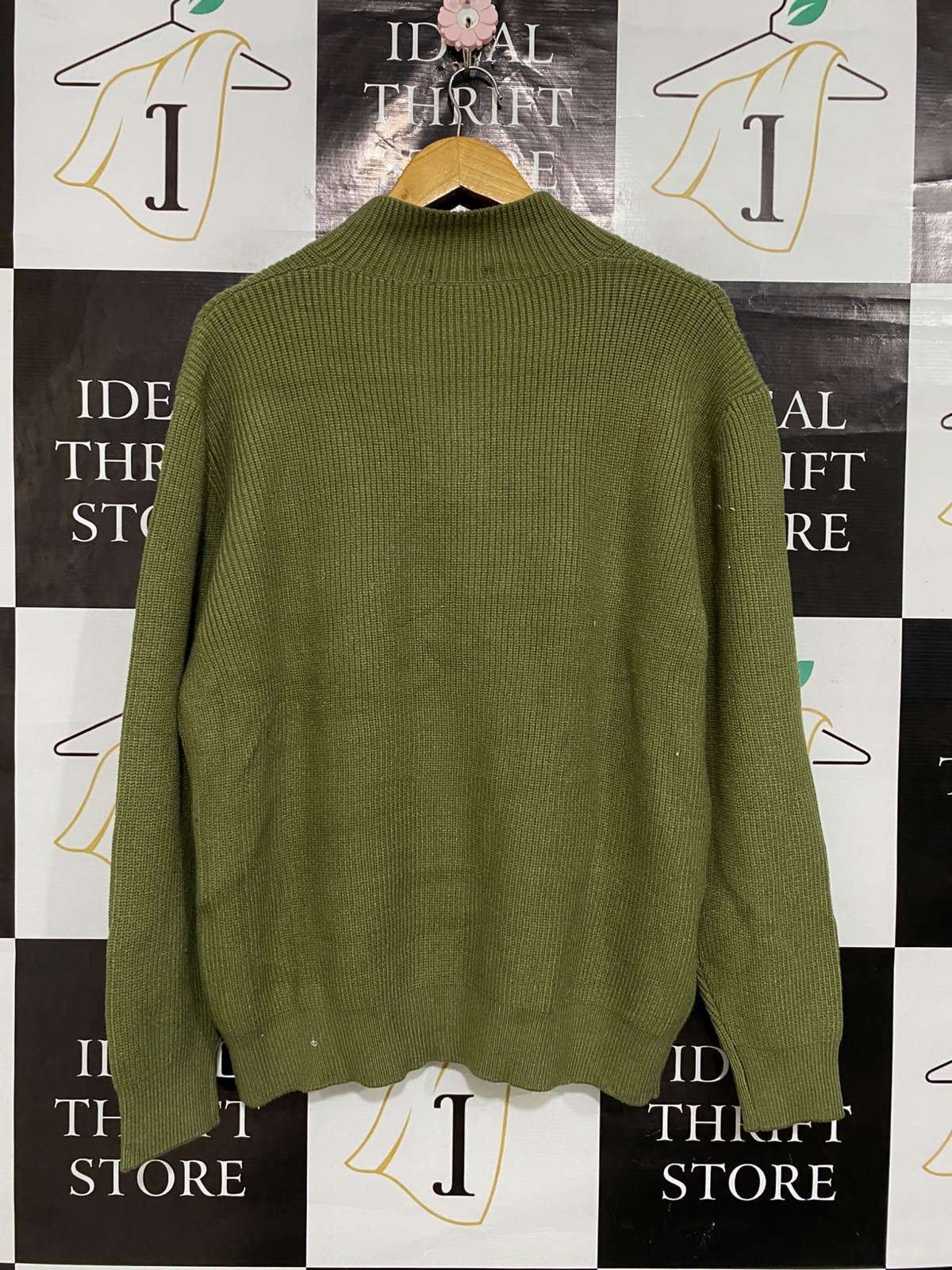 COOFANDY |XL| BUST 23| A53| OLIVE GREEN COOFANDY COLLARED TECHNICAL UTILITY KNIT SWEATER