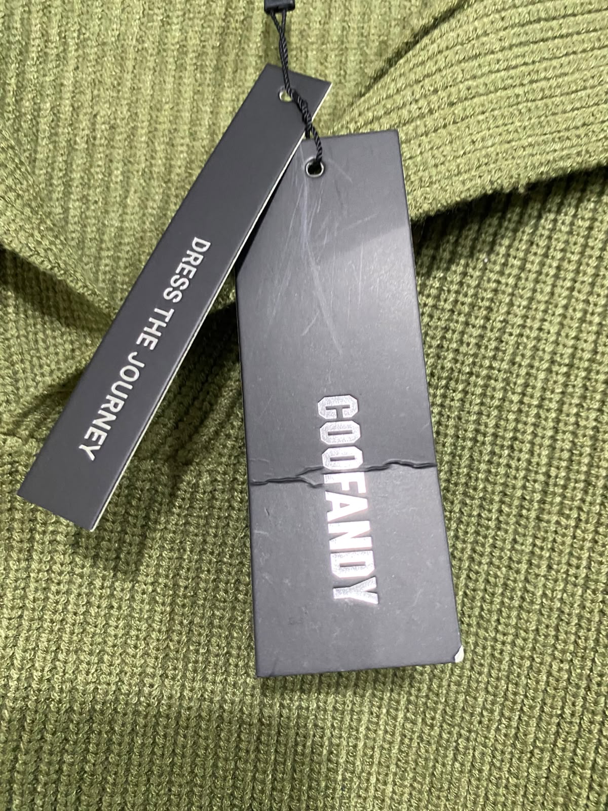 COOFANDY |XL| BUST 23| A53| OLIVE GREEN COOFANDY COLLARED TECHNICAL UTILITY KNIT SWEATER