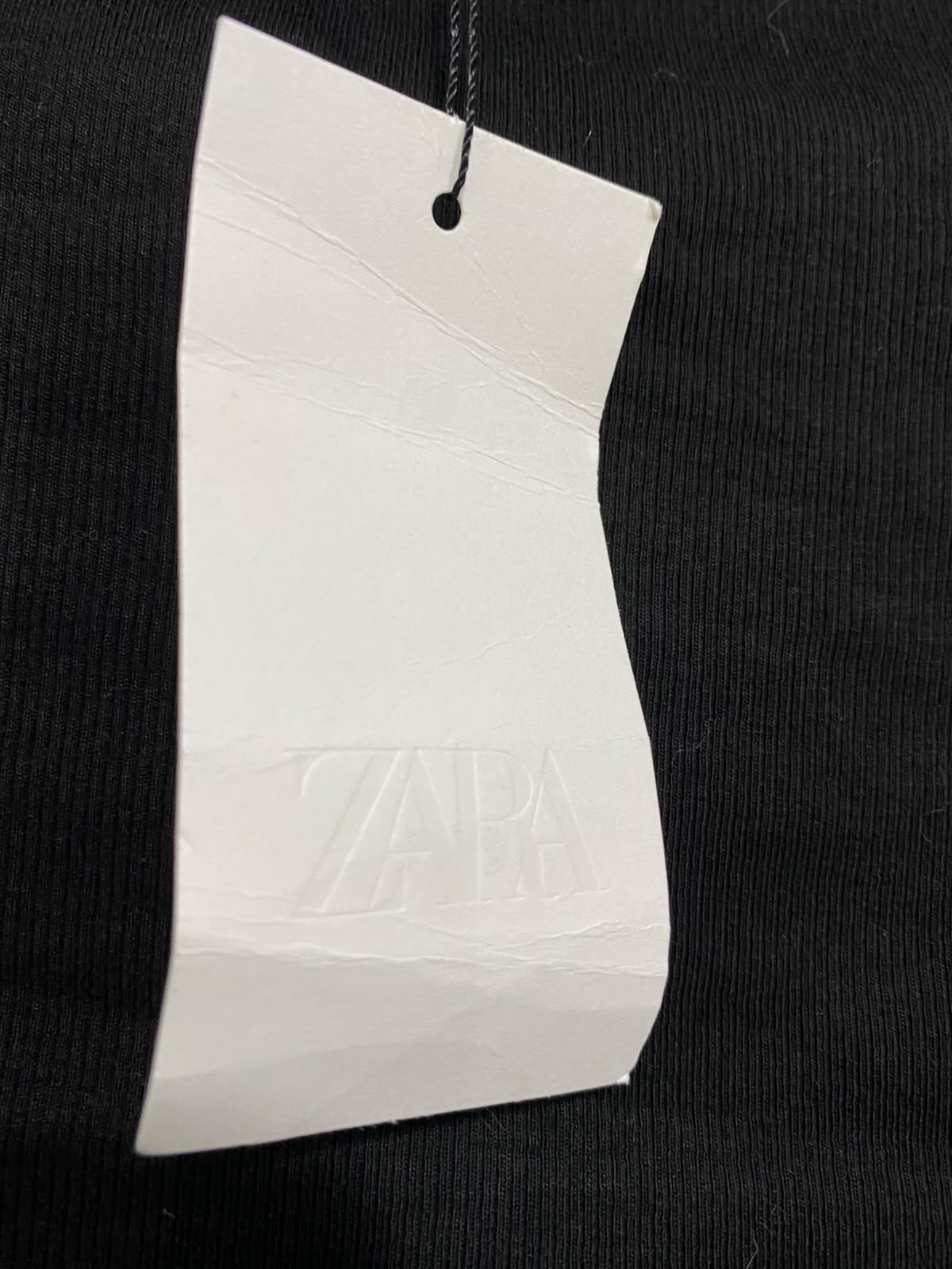 ZARA |M| BUST 15| A52| BLACK ZARA BOAT-NECK CAP-SLEEVE TECHNICAL UTILITY TOP