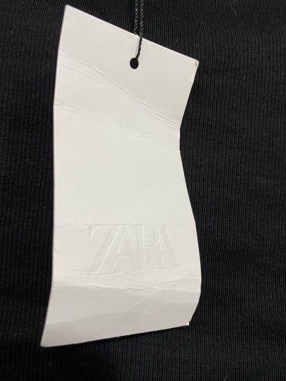 ZARA |M| BUST 15| A52| BLACK ZARA BOAT-NECK CAP-SLEEVE TECHNICAL UTILITY TOP