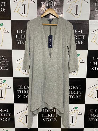 SALOOS |M| BUST 18| A52| GREY  OPEN-FRONT DRAPE-HEM TECHNICAL UTILITY CARDIGAN