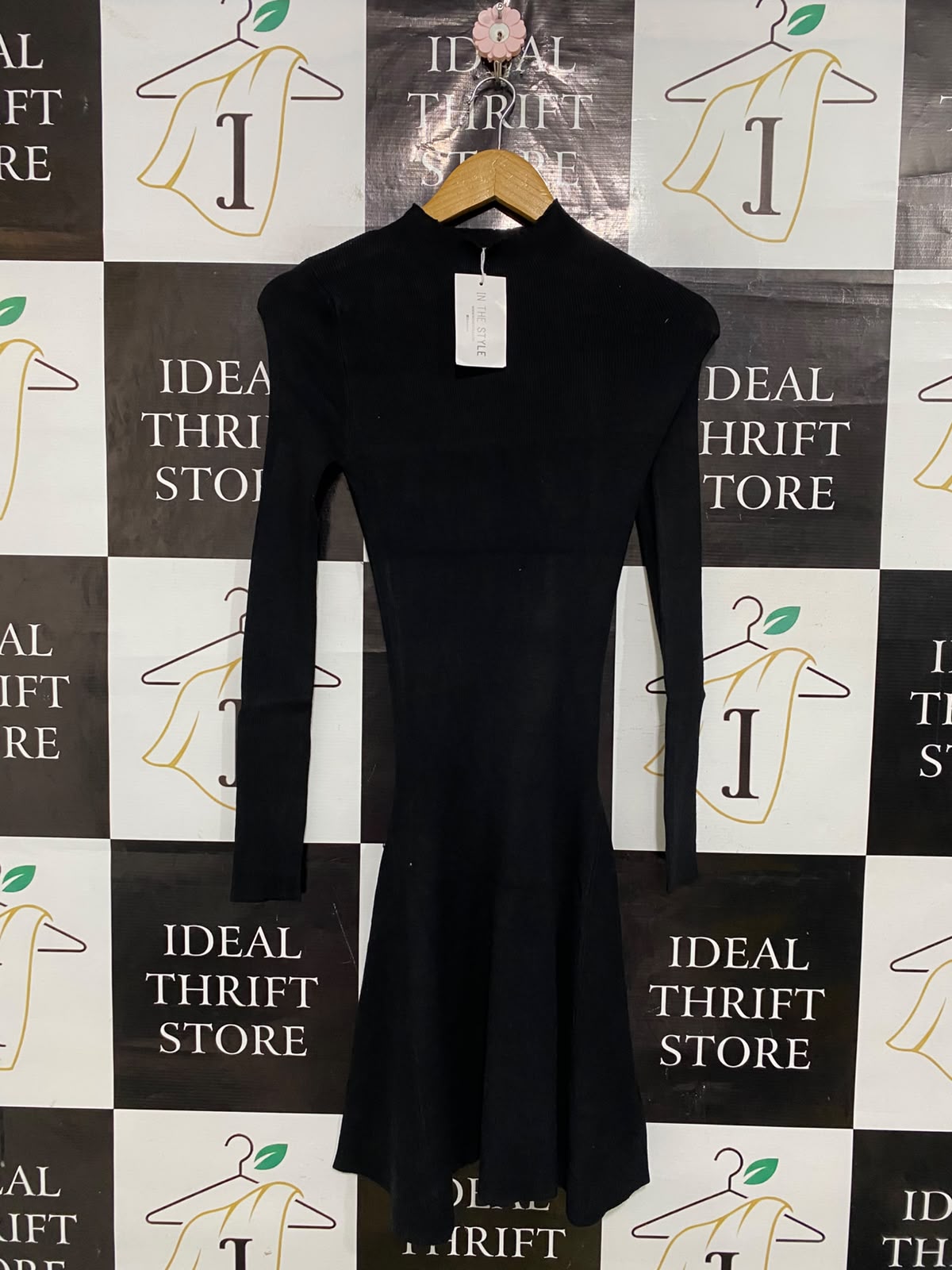 IN THE STYLE |S| BUST 13 | A52| MOCK-NECK LONG-SLEEVE FLARE TECHNICAL UTILITY DRESS