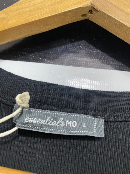 ESSENTIALS MO |L| BUST 14| A52| BLACK RIBBED CREW-NECK SLEEVELESS TECHNICAL UTILITY TANK TOP