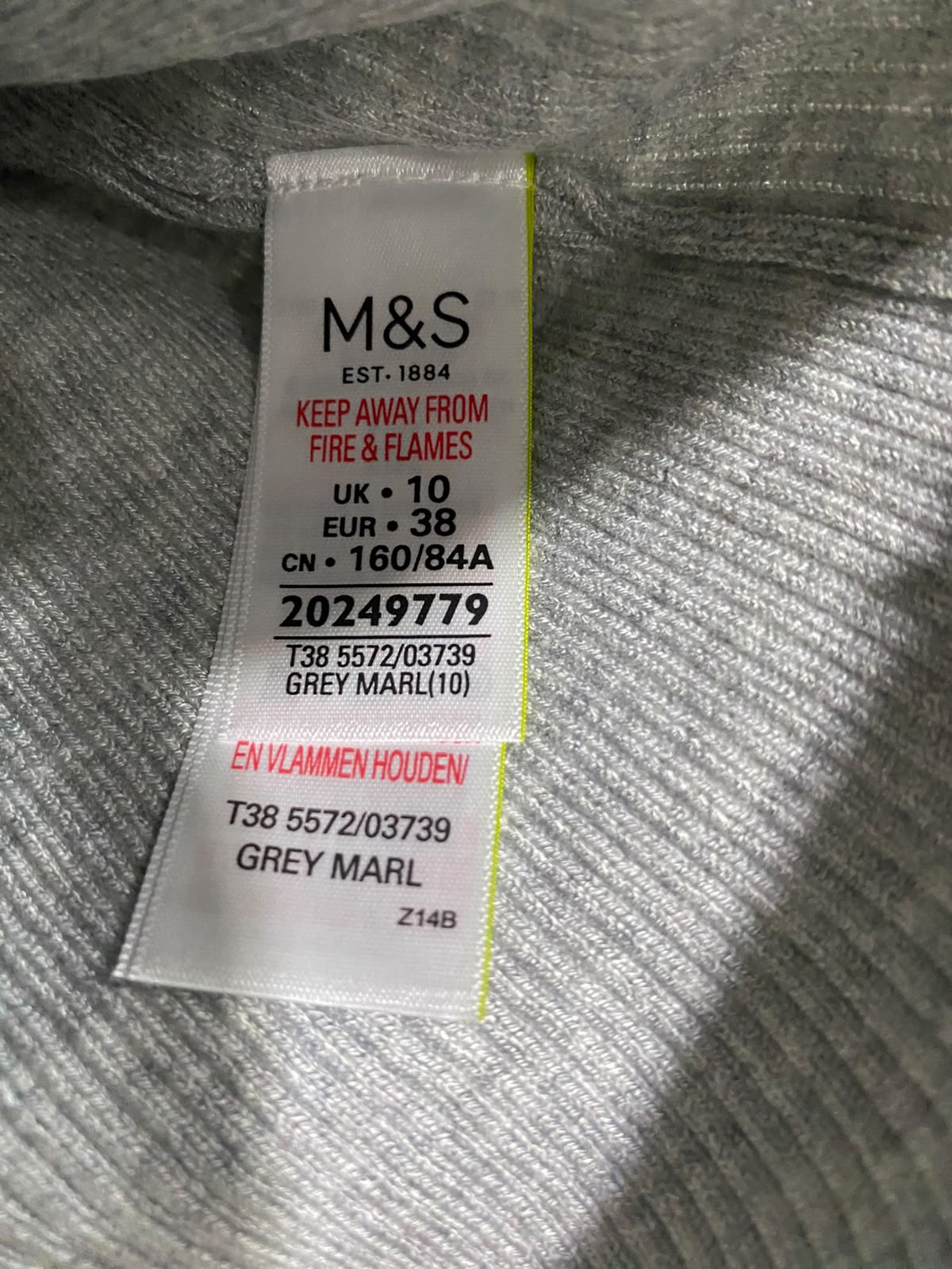 M&S |M| BUST 13| A52| GREY TURTLENECK LONG-SLEEVE RIBBED TECHNICAL UTILITY PULLOVER TOP