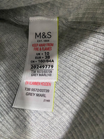 M&S |M| BUST 13| A52| GREY TURTLENECK LONG-SLEEVE RIBBED TECHNICAL UTILITY PULLOVER TOP