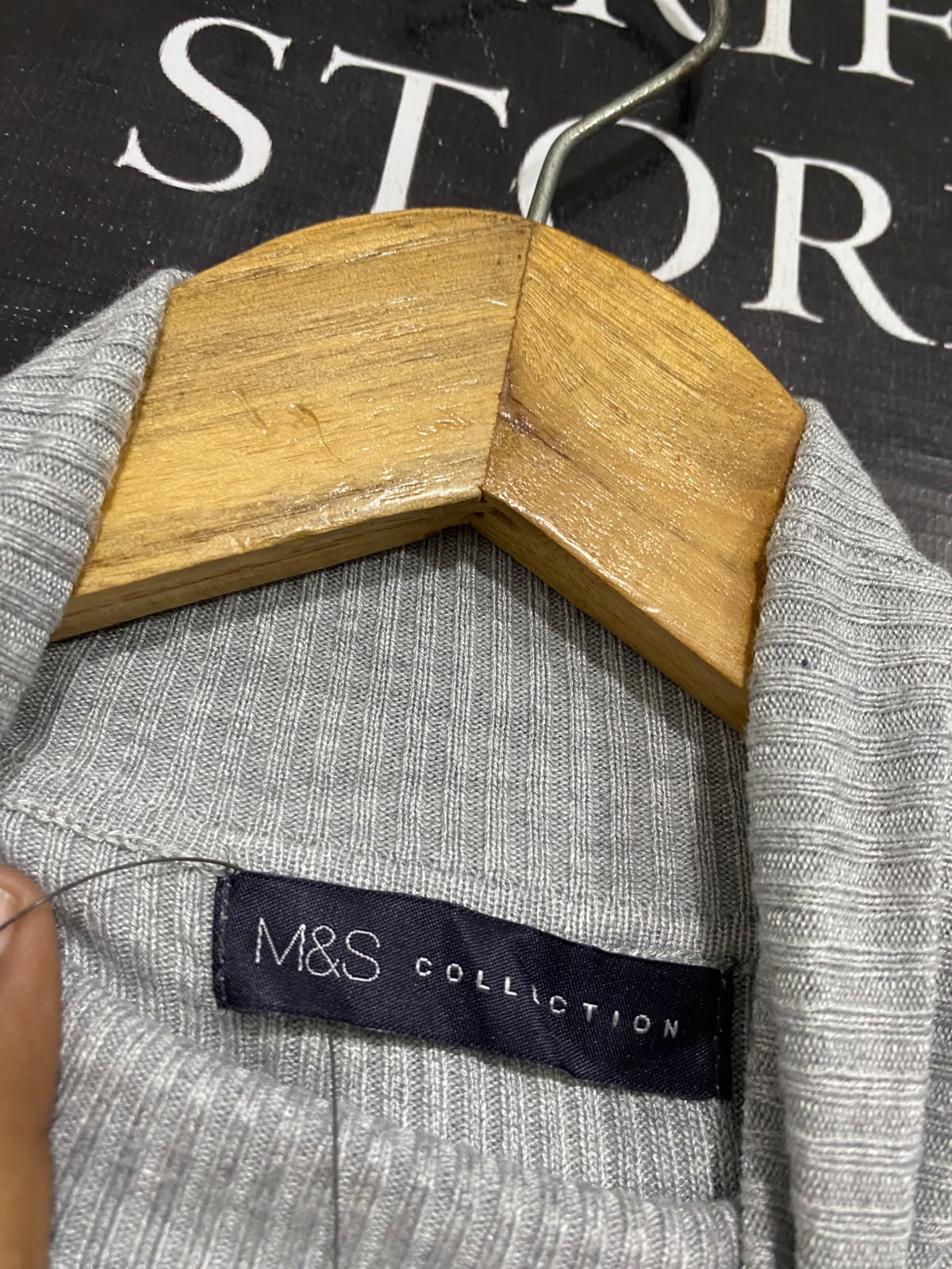 M&S |M| BUST 13| A52| GREY TURTLENECK LONG-SLEEVE RIBBED TECHNICAL UTILITY PULLOVER TOP