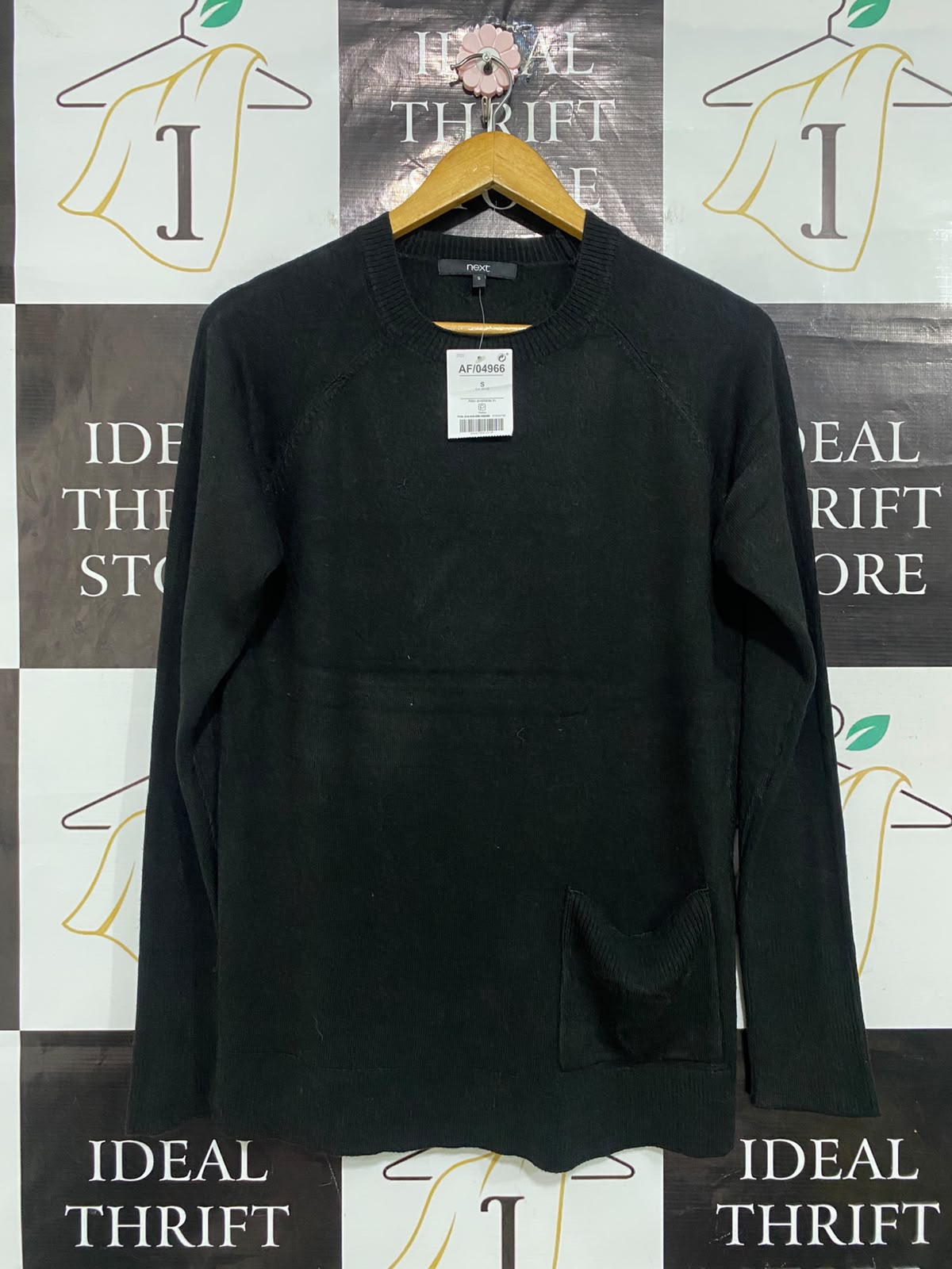 NEXT |S| BUST 20| A52| BLACK NEXT CREW-NECK POCKET TECHNICAL UTILITY SWEATER PULLOVER