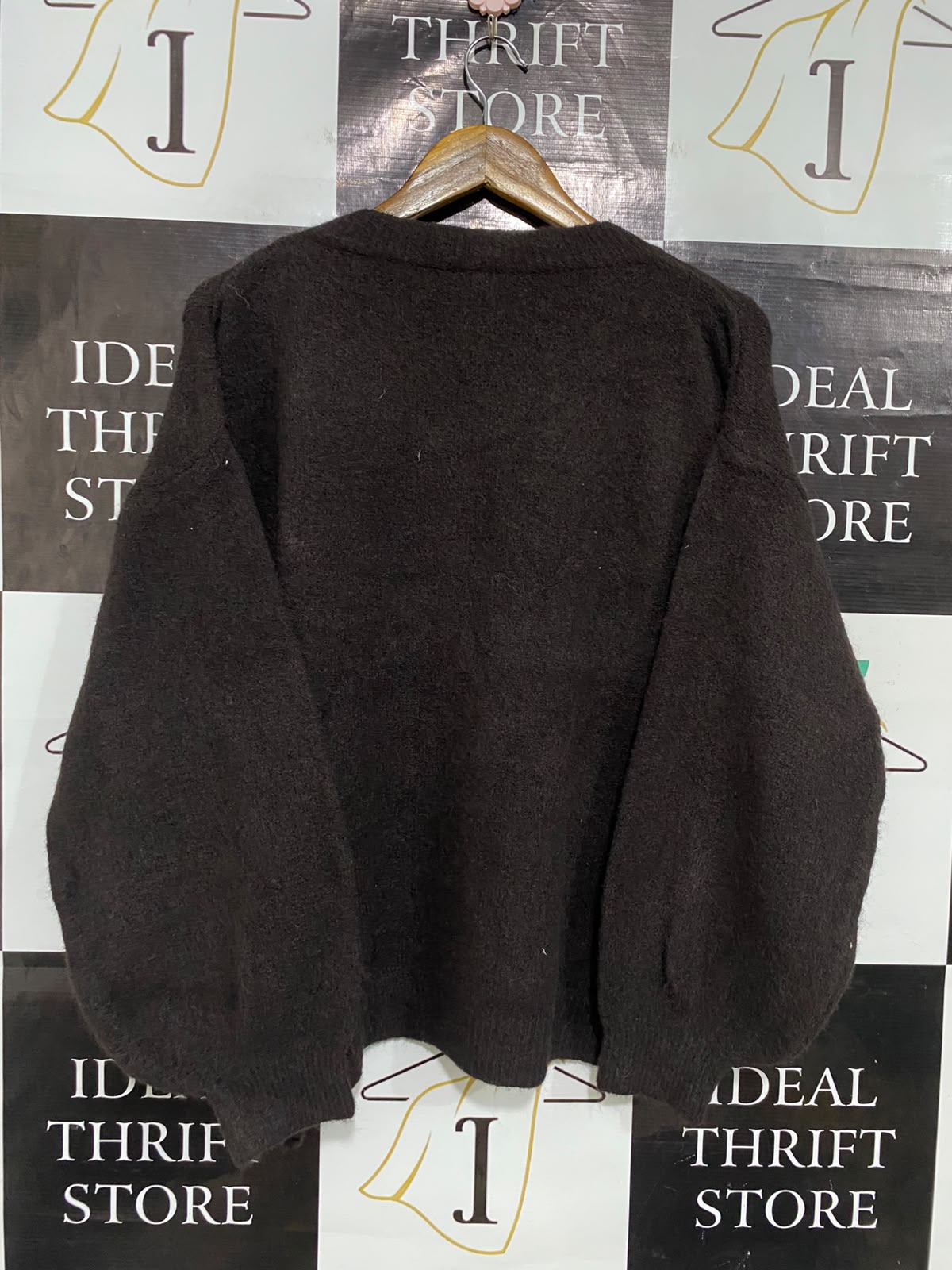 NEW COLLECTION |XL| BUST 25| A52| DARK BROWN CREW-NECK OVERSIZED TECHNICAL UTILITY KNIT SWEATER