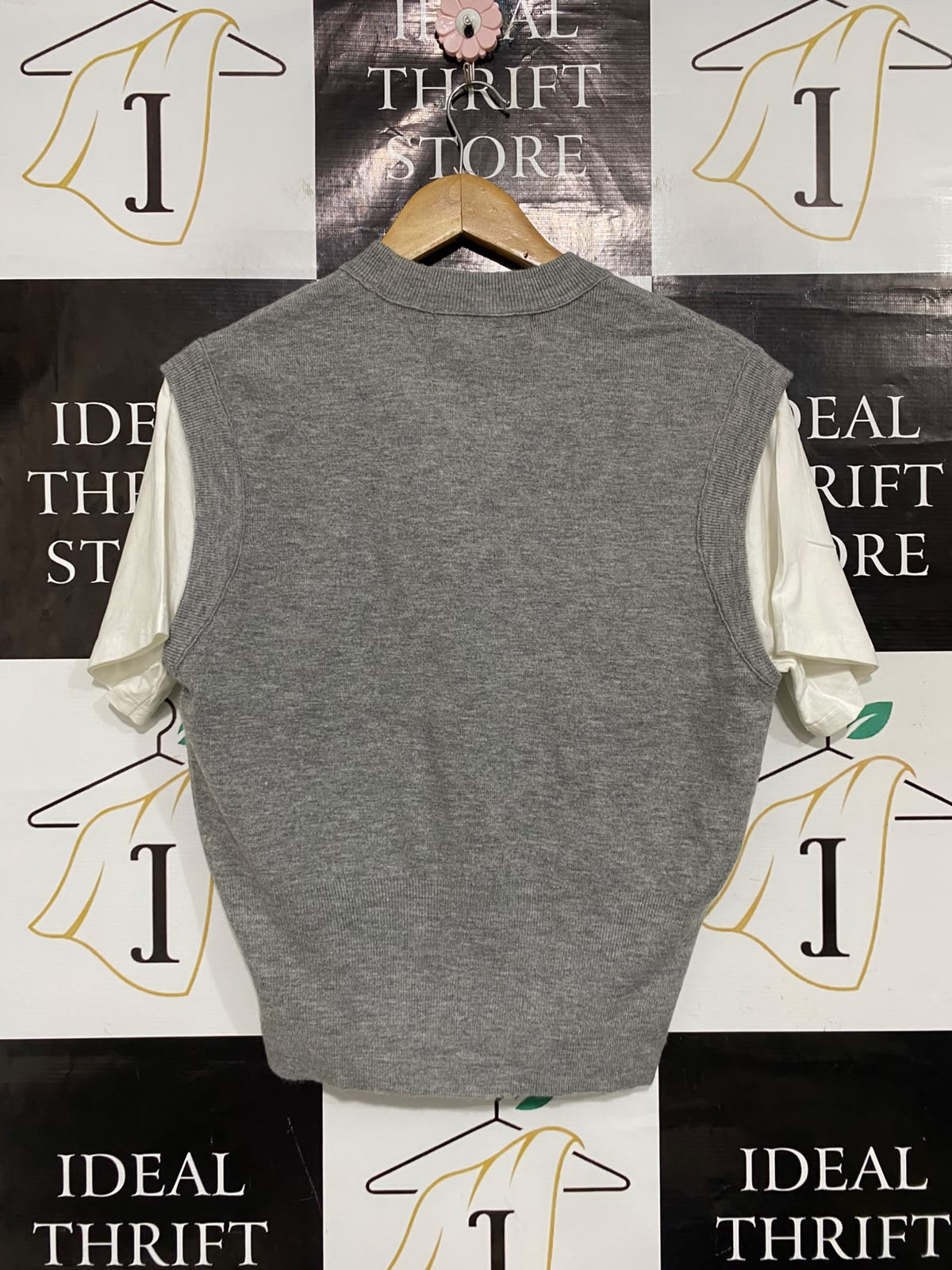 PRIMARK |S| BUST 19| A52| GREY PRIMARK CREW-NECK LAYERED-EFFECT TECHNICAL UTILITY SWEATER VEST TOP
