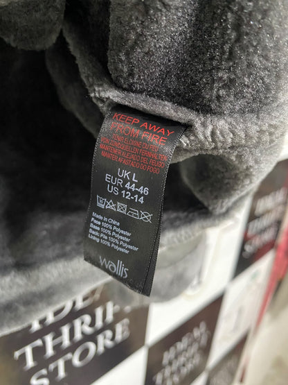 WALLIS |L| BUST 23| A52| CHARCOAL GREY FAUX-SHEARLING BUCKLED AVIATOR TECHNICAL UTILITY JACKET