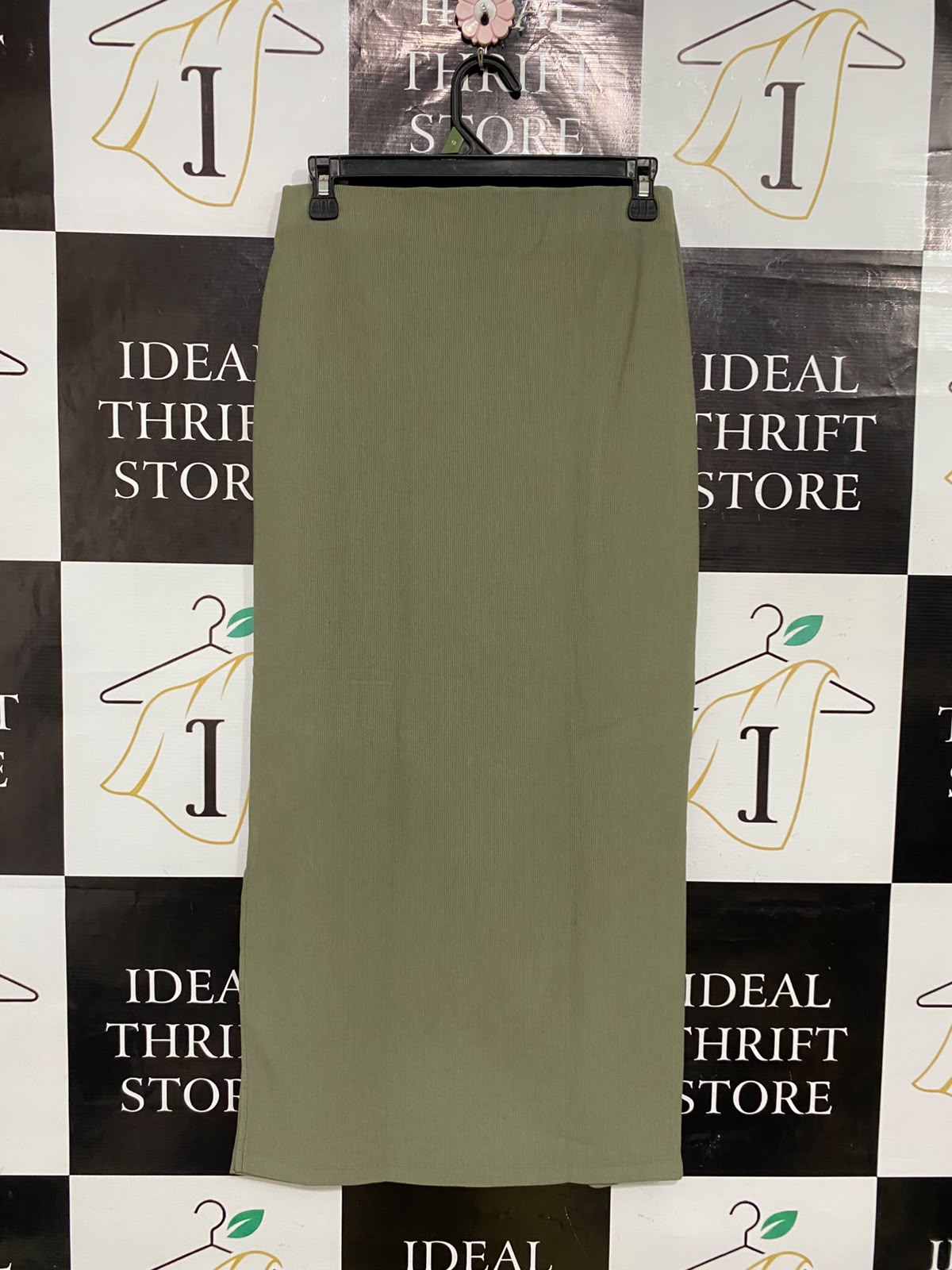 F&F |S| WAIST 26| A52| OLIVE GREEN F&F HIGH-WAIST TECHNICAL UTILITY MIDI SKIRT