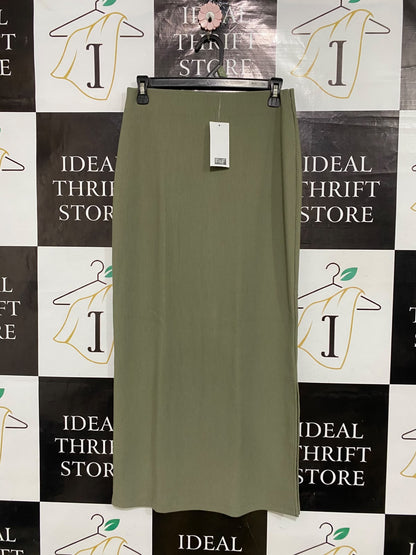 F&F |S| WAIST 26| A52| OLIVE GREEN F&F HIGH-WAIST TECHNICAL UTILITY MIDI SKIRT