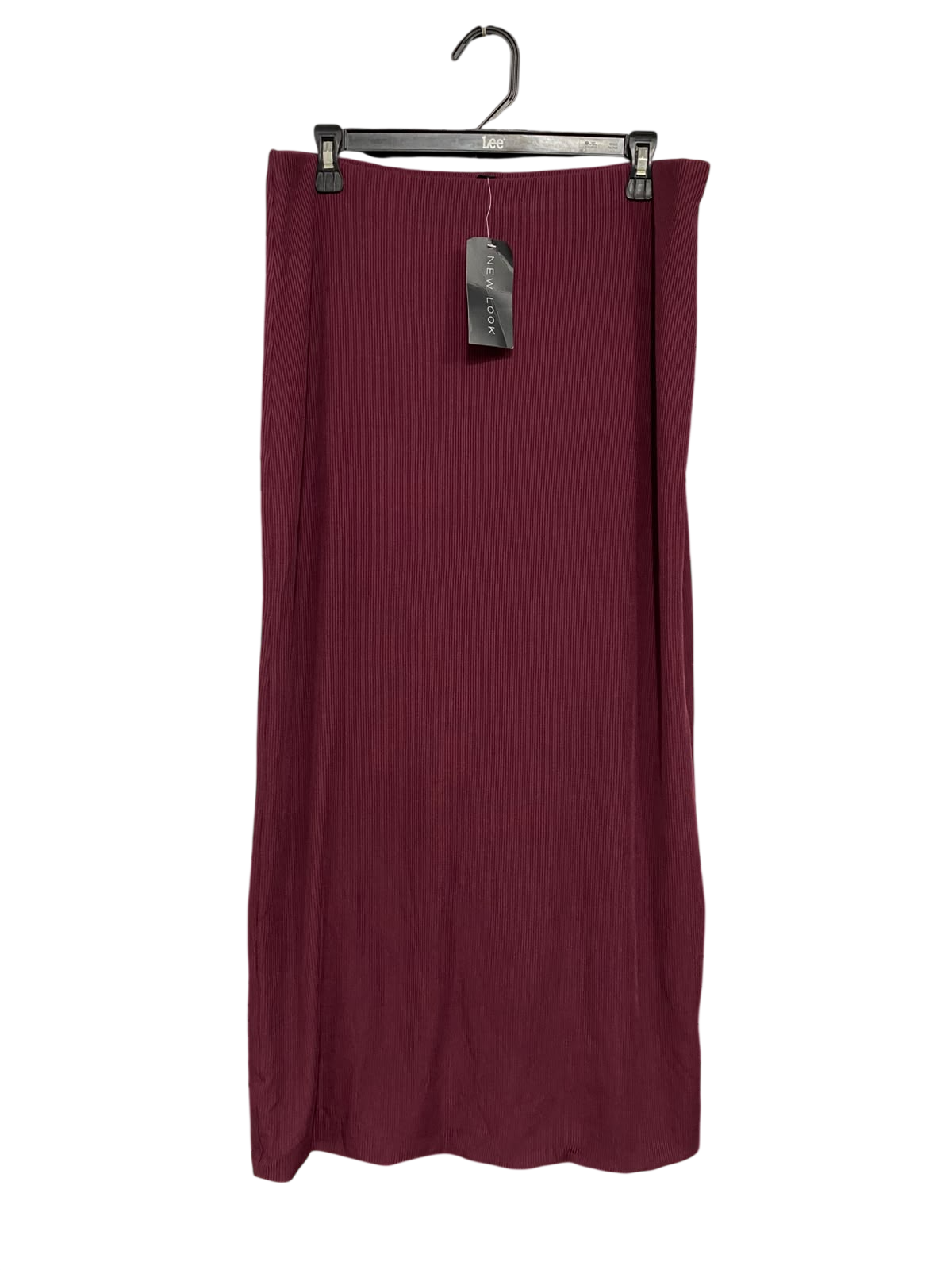 NEW LOOK |L| WAIST 32| A53| BURGUNDY RIBBED TECHNICAL UTILITY MAXI SKIRT