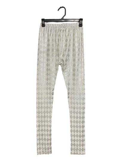 |XS| WAIST 24| A53| SILVER FOIL GEOMETRIC-PRINT TECHNICAL UTILITY LEGGINGS