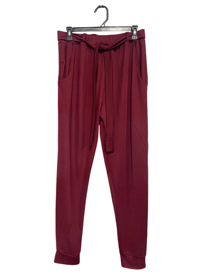 BOOHOO |L| WAIST 30| A53| BURGUNDY TIE-WAIST TECHNICAL UTILITY JOGGERS