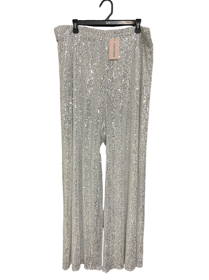 JADED ROSE |XXL| WAIST 38| A53| SILVER SEQUIN-EMBELLISHED WIDE-LEG TECHNICAL UTILITY TROUSERS