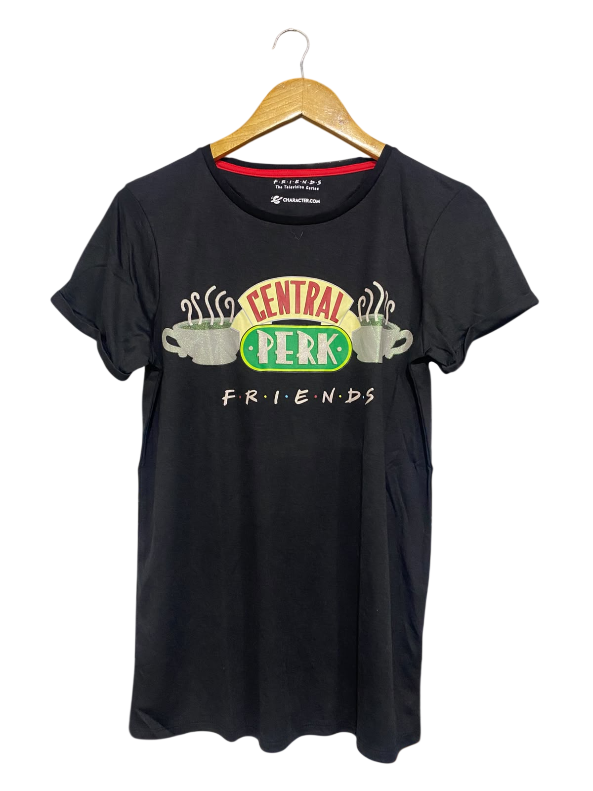 FRIENDS |L| BUST 19| A53| BLACK FRIENDS CENTRAL PERK GRAPHIC TECHNICAL UTILITY T-SHIRT