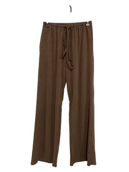 |S| WAIST 26| A53| DARK BROWN DRAWSTRING WIDE-LEG TECHNICAL UTILITY LOUNGE TROUSERS