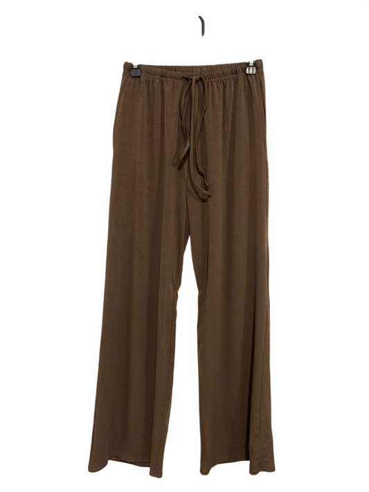|S| WAIST 26| A53| DARK BROWN DRAWSTRING WIDE-LEG TECHNICAL UTILITY LOUNGE TROUSERS