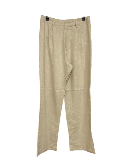 SUPRE |L| WAIST 30| A53| BEIGE LINEN-BLEND TAILORED STRAIGHT-LEG TECHNICAL UTILITY TROUSERS