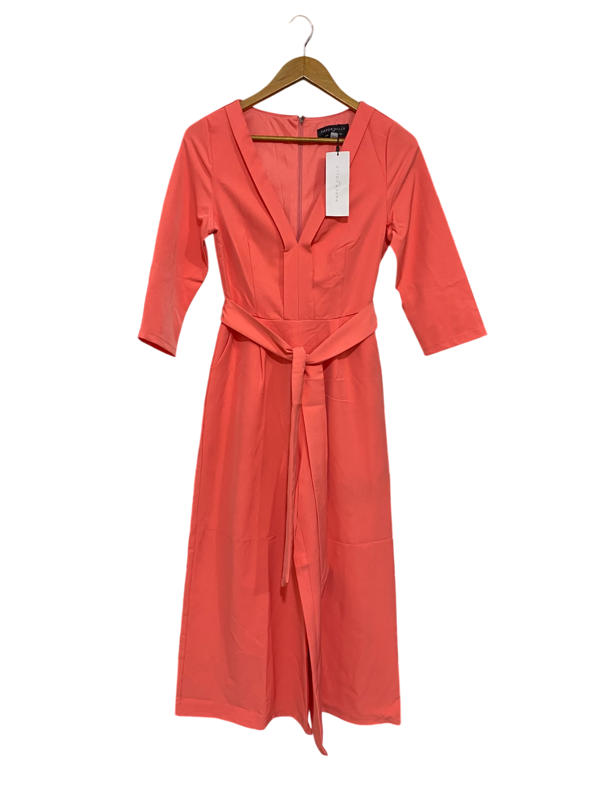 PAPER DOLLS |S| BUST 16| A54| CORAL PAPER DOLLS V-NECK TECHNICAL UTILITY JUMPSUIT
