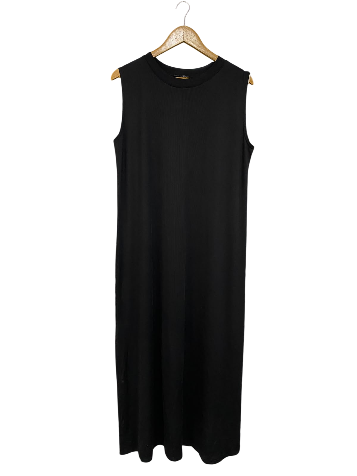 NEW COLLECTION |L| BUST 20| A54| BLACK CREW-NECK SLEEVELESS TECHNICAL UTILITY MAXI DRESS