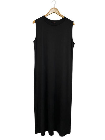NEW COLLECTION |L| BUST 20| A54| BLACK CREW-NECK SLEEVELESS TECHNICAL UTILITY MAXI DRESS