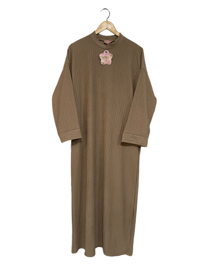 DOLLS |XL| BUST 22| A54| TAUPE MOCK-NECK DROP-SHOULDER TECHNICAL UTILITY MIDI DRESS
