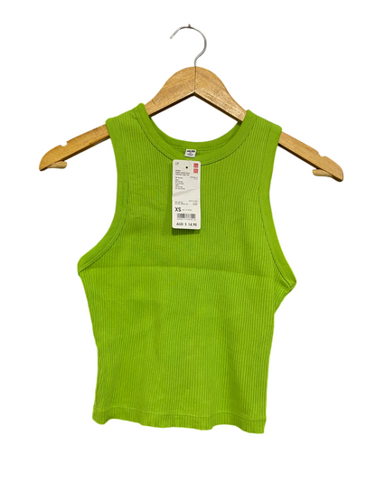 UNIQLO |XS| BUST 12| A54| LIME GREEN UNIQLO CREW-NECK RIBBED TECHNICAL UTILITY TANK TOP