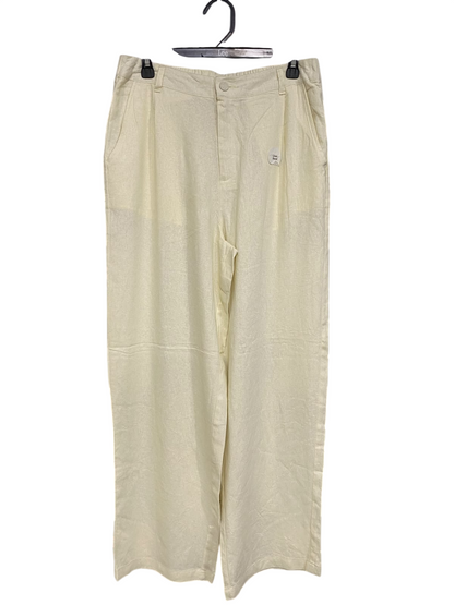 ANKO |L| WAIST 30| A54| CREAM HIGH-WAIST WIDE-LEG TECHNICAL UTILITY TROUSERS