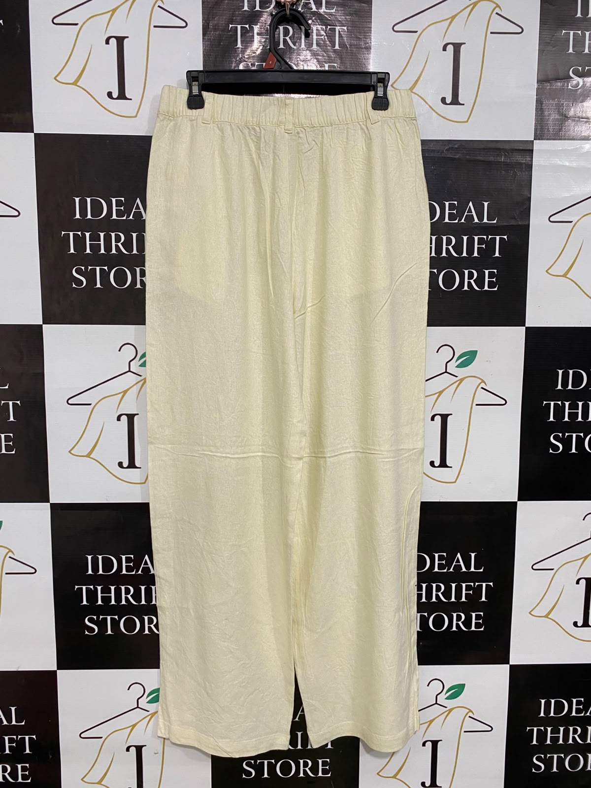 ANKO |L| WAIST 30| A54| CREAM HIGH-WAIST WIDE-LEG TECHNICAL UTILITY TROUSERS