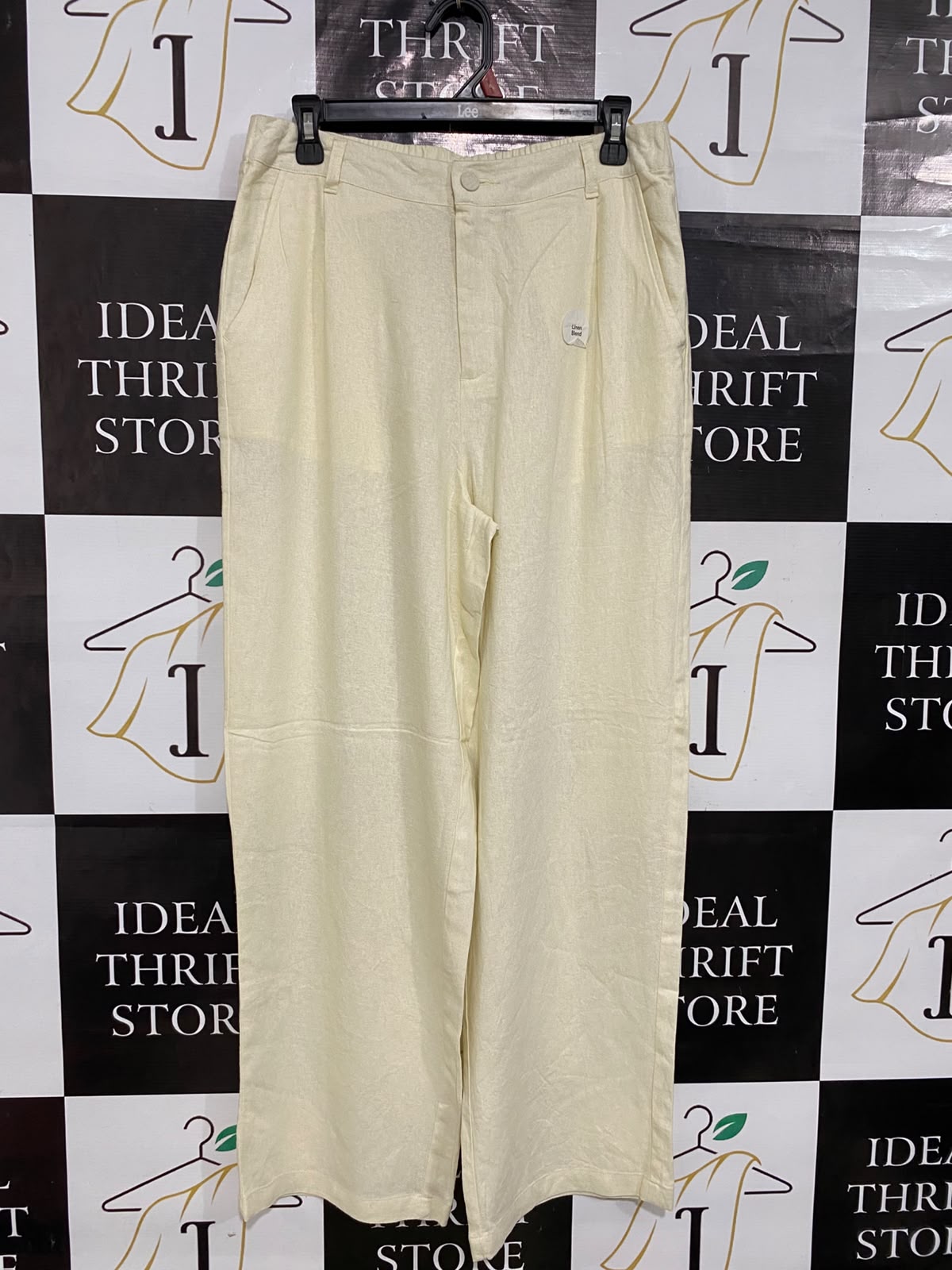 ANKO |L| WAIST 30| A54| CREAM HIGH-WAIST WIDE-LEG TECHNICAL UTILITY TROUSERS